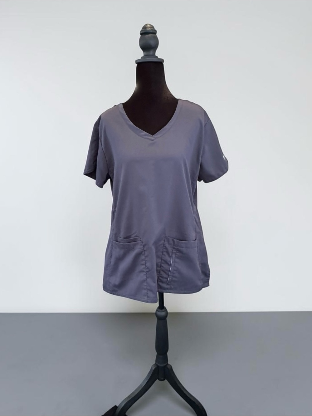Grey's Anatomy Active Women’s Scrub Top Medium Stretch V-Neck Gray EUC